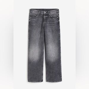 H&M Baggy Wide Low Jeans in Dark Gray Size 6